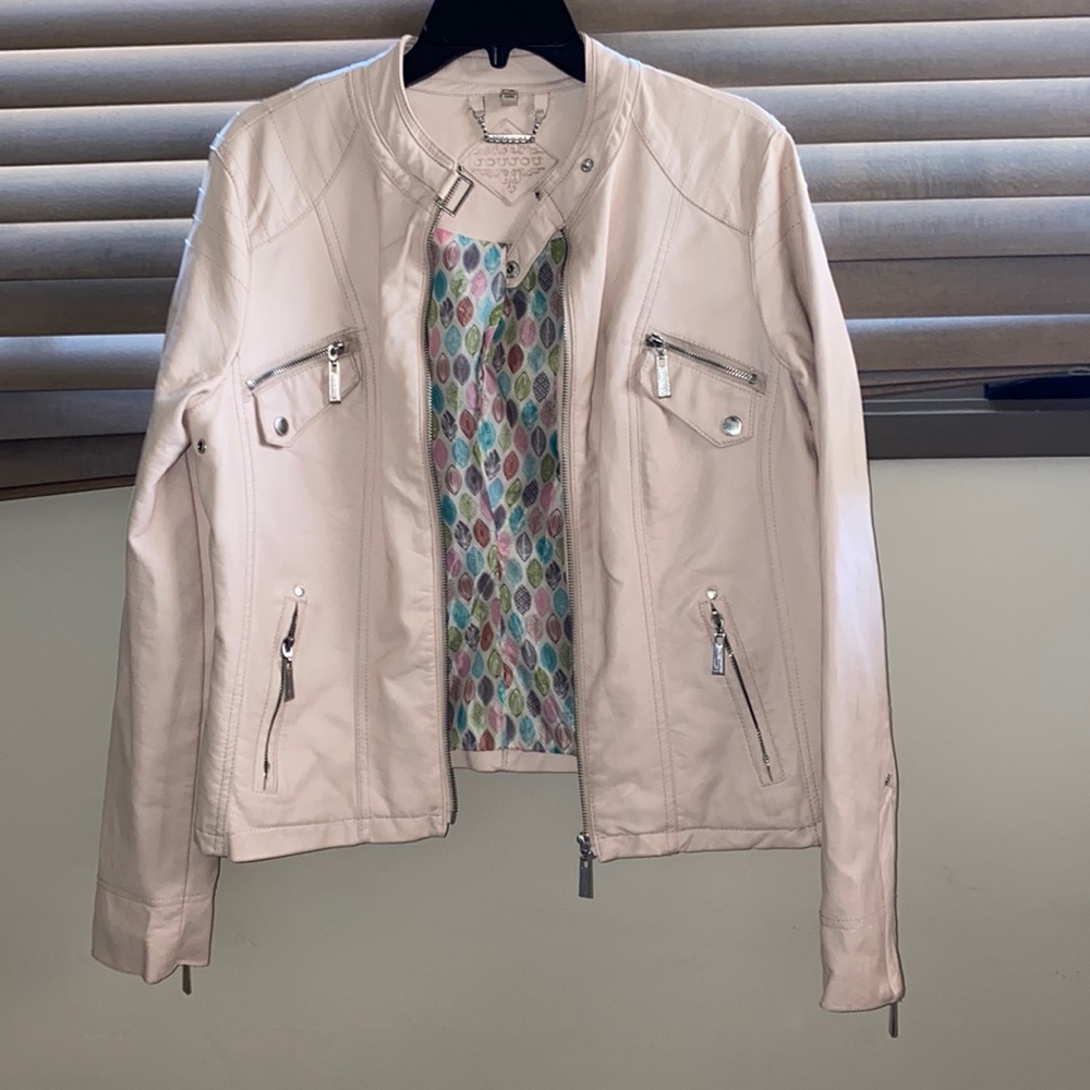 Cream Leather Jacket Size XL